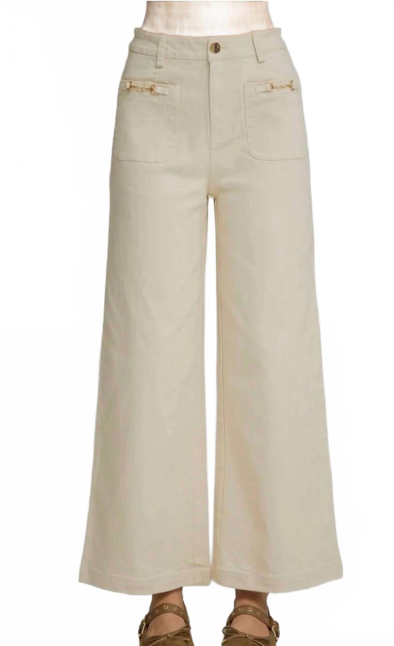 NEW ENTRO kensington wide leg pants in ecru